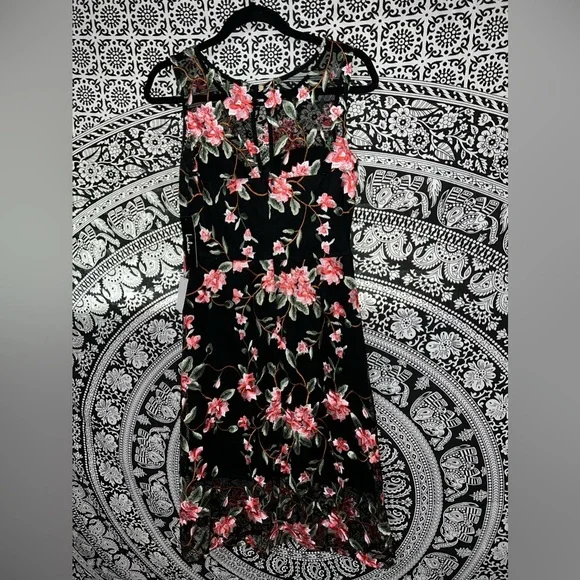 NWT Headliner Black Embroidered Sleeveless Midi Dress Small Lulus - Picture 4 of 7